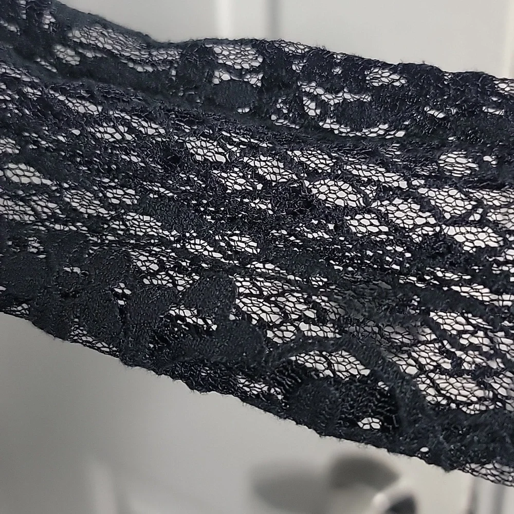 Hollister Black Open Net Lace Short Crop Top XS